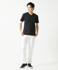 MKKHA72079 MK MICHEL KLEIN HOMME(MKミッシェルクランオム) 【残りわずか／洗える】3ＤストライプテレコＶネックＴシャツ ブラック