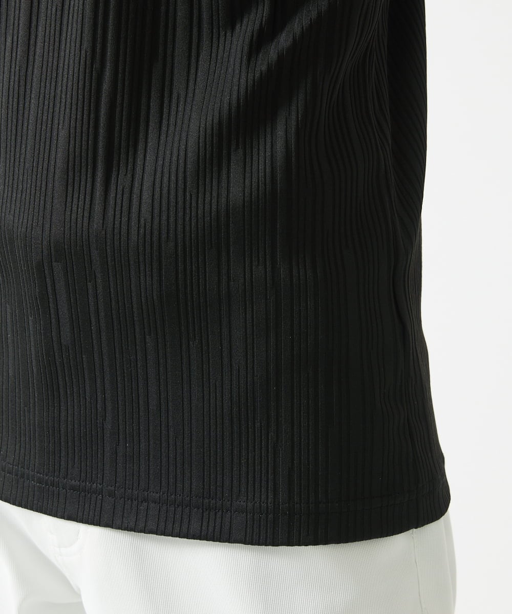 MKKHA72079 MK MICHEL KLEIN HOMME(MKミッシェルクランオム) 【残りわずか／洗える】3ＤストライプテレコＶネックＴシャツ ブラック