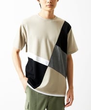 MKKHC80054 MK MICHEL KLEIN HOMME(MKミッシェルクランオム)  【接触冷感】COOLタッチブロックTシャツ  アイボリー