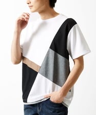 MKKHC80054 MK MICHEL KLEIN HOMME(MKミッシェルクランオム)  【接触冷感】COOLタッチブロックTシャツ  ホワイト