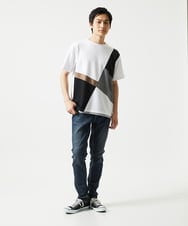 MKKHC80054 MK MICHEL KLEIN HOMME(MKミッシェルクランオム)  【接触冷感】COOLタッチブロックTシャツ  ホワイト