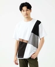 MKKHC80054 MK MICHEL KLEIN HOMME(MKミッシェルクランオム)  【接触冷感】COOLタッチブロックTシャツ  ホワイト