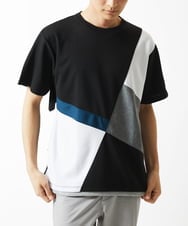 MKKHC80054 MK MICHEL KLEIN HOMME(MKミッシェルクランオム)  【接触冷感】COOLタッチブロックTシャツ  ブラック