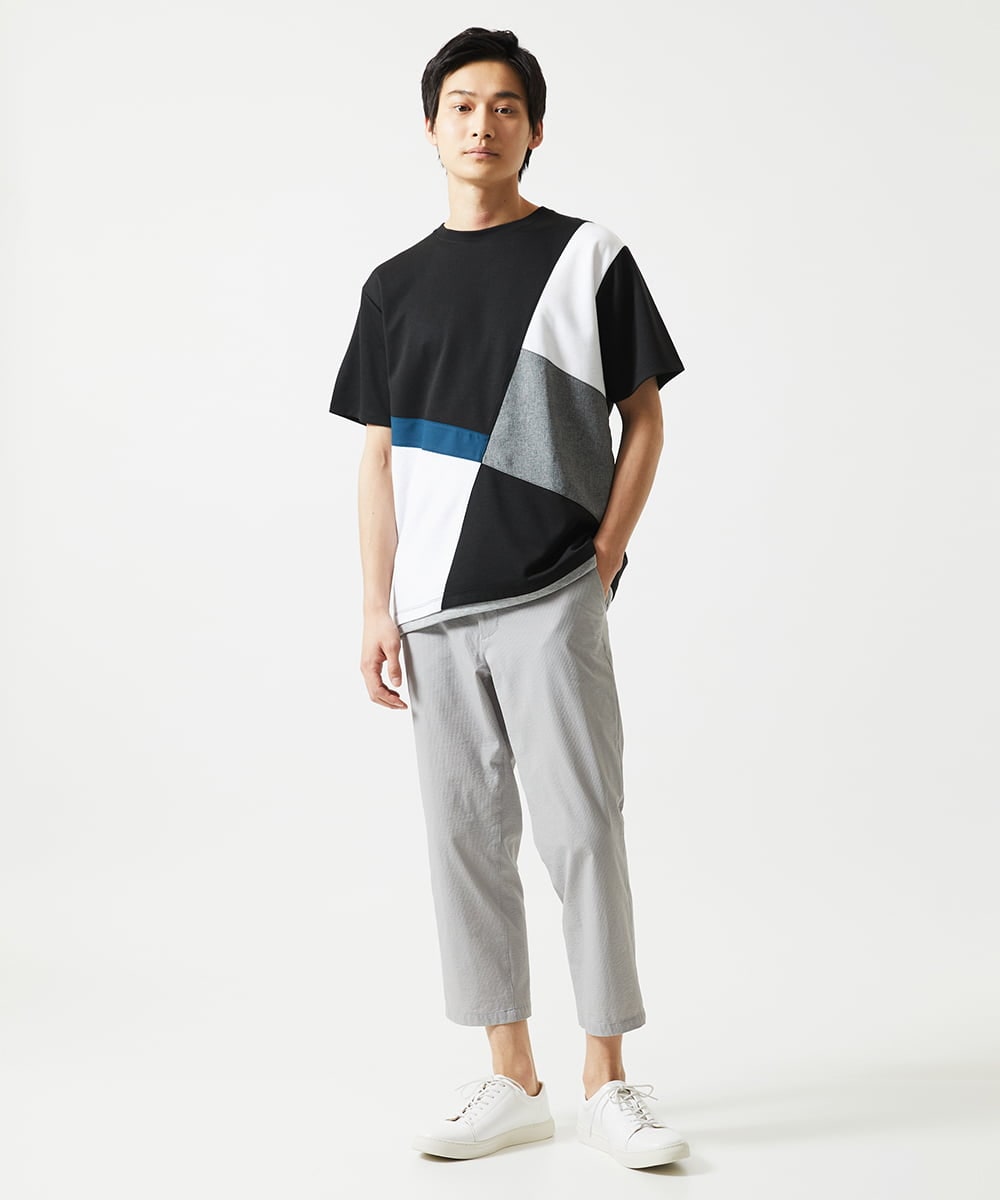 MKKHC80054 MK MICHEL KLEIN HOMME(MKミッシェルクランオム)  【接触冷感】COOLタッチブロックTシャツ  ブラック