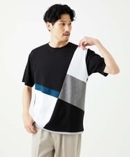 MKKHC80054 MK MICHEL KLEIN HOMME(MKミッシェルクランオム)  【接触冷感】COOLタッチブロックTシャツ  ブラック