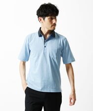 MKKIA53110 MK MICHEL KLEIN HOMME(MKミッシェルクランオム) 【残りわずか】ブラックストライプカラーポロシャツ ライトブルー