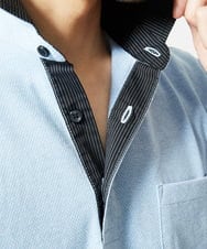 MKKIA53110 MK MICHEL KLEIN HOMME(MKミッシェルクランオム) 【残りわずか】ブラックストライプカラーポロシャツ ライトブルー