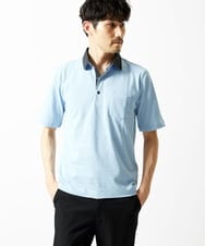 MKKIA53110 MK MICHEL KLEIN HOMME(MKミッシェルクランオム) 【残りわずか】ブラックストライプカラーポロシャツ ライトブルー