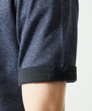 MKKIA53110 MK MICHEL KLEIN HOMME(MKミッシェルクランオム) 【残りわずか】ブラックストライプカラーポロシャツ ネイビー