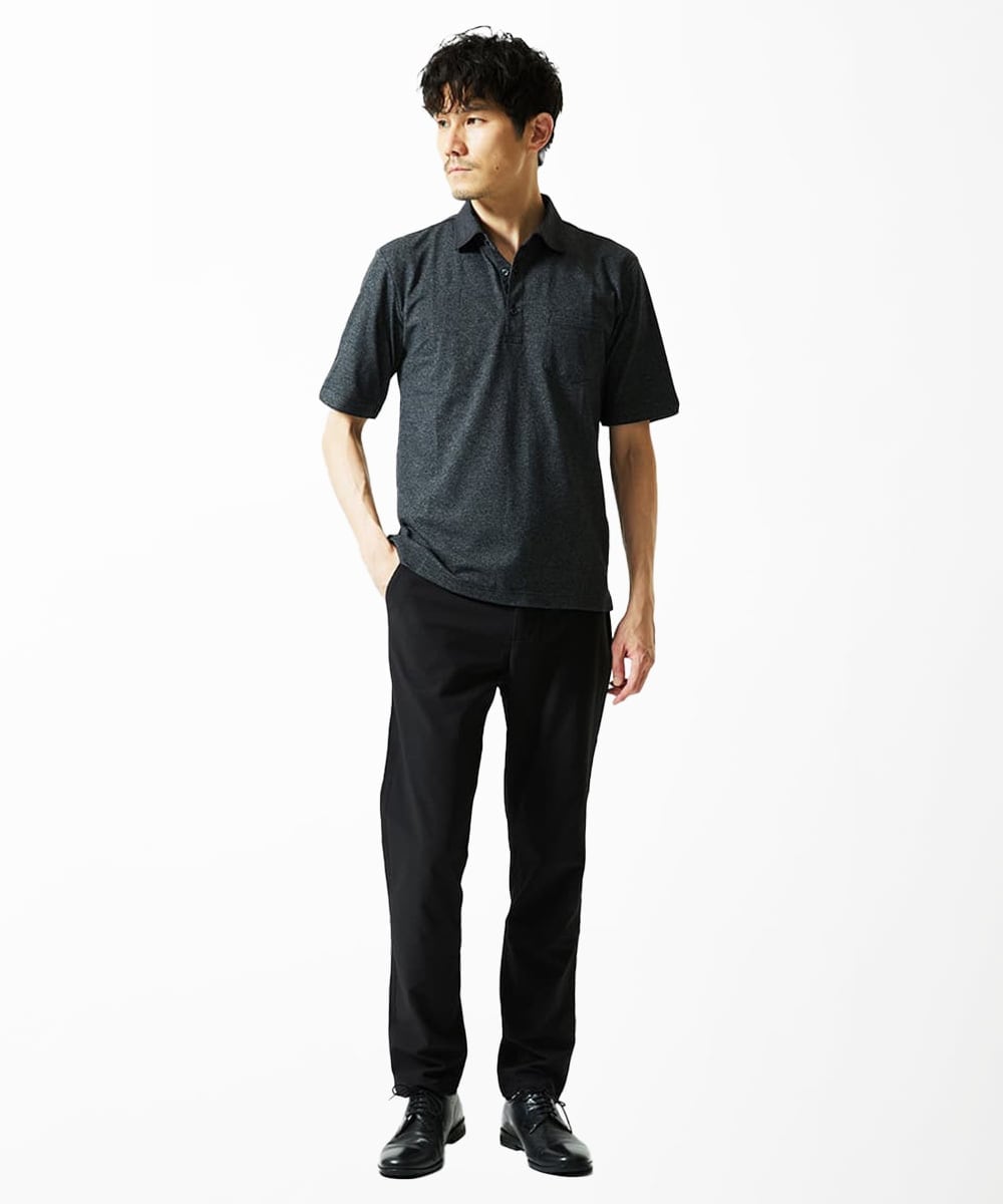 MKKIA53110 MK MICHEL KLEIN HOMME(MKミッシェルクランオム) 【残りわずか】ブラックストライプカラーポロシャツ ブラック