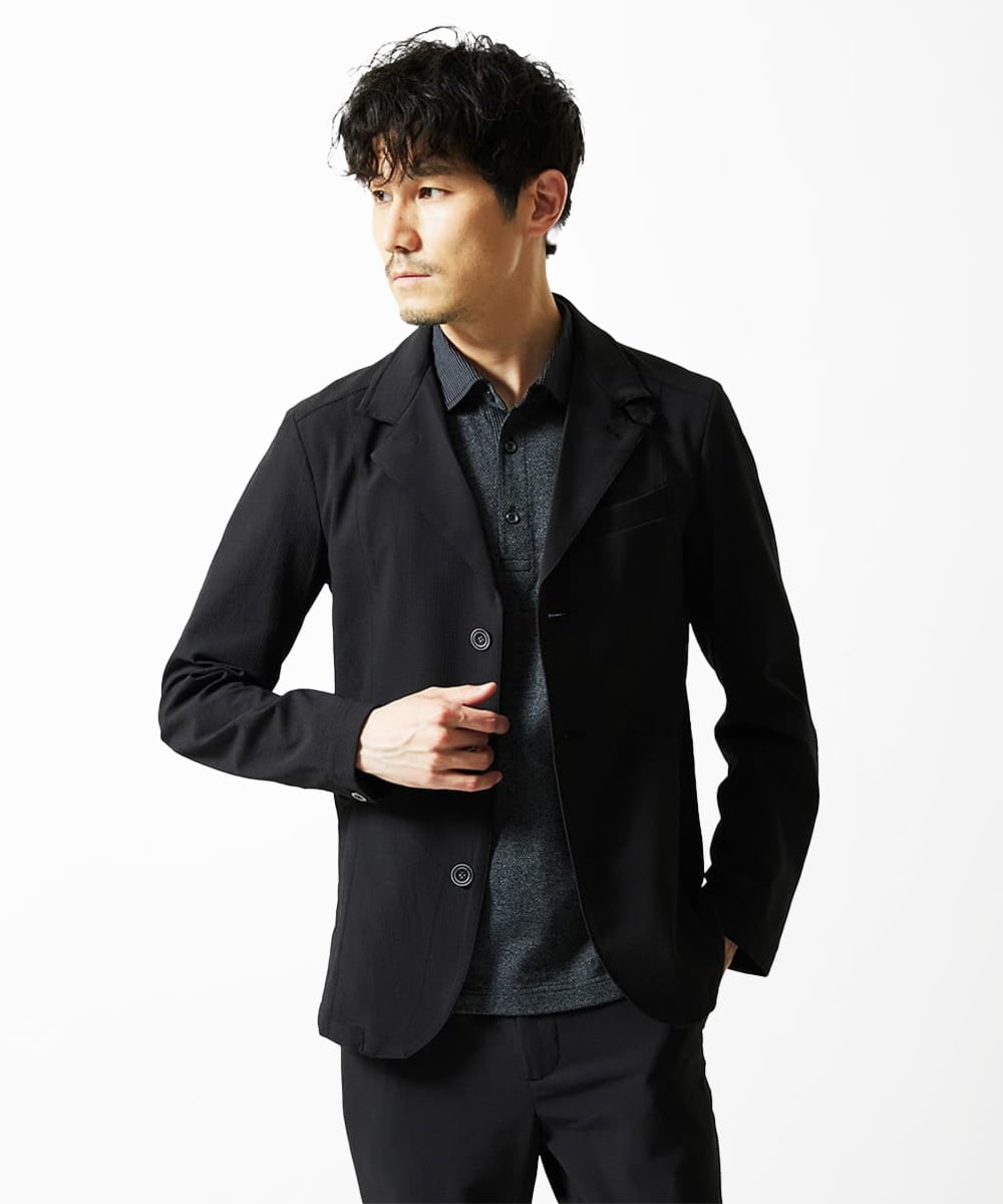 MKKIA53110 MK MICHEL KLEIN HOMME(MKミッシェルクランオム) 【残りわずか】ブラックストライプカラーポロシャツ ブラック