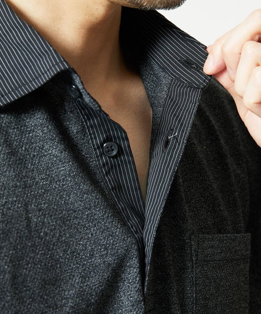 MKKIA53110 MK MICHEL KLEIN HOMME(MKミッシェルクランオム) 【残りわずか】ブラックストライプカラーポロシャツ ブラック