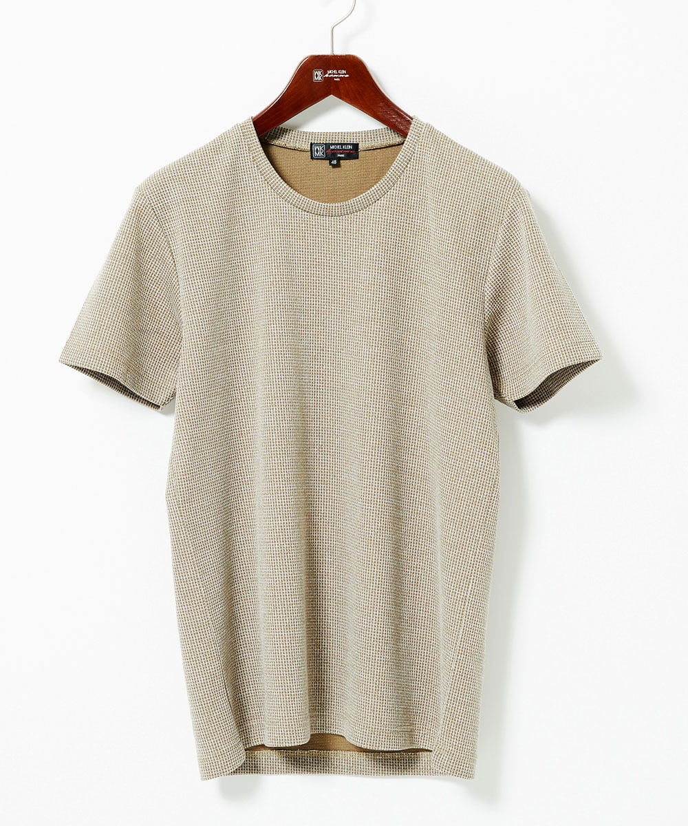 MKKIC18059 MK MICHEL KLEIN HOMME(MKミッシェルクランオム) 【洗える】ワッフルカットソー カーキ