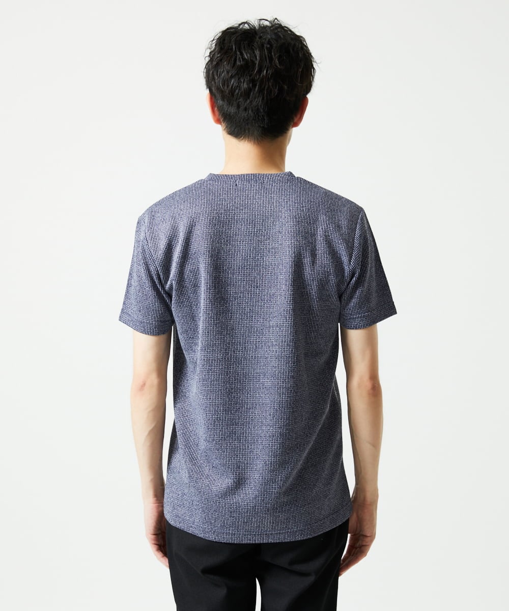 MKKIC18059 MK MICHEL KLEIN HOMME(MKミッシェルクランオム) 【洗える】ワッフルカットソー ネイビー