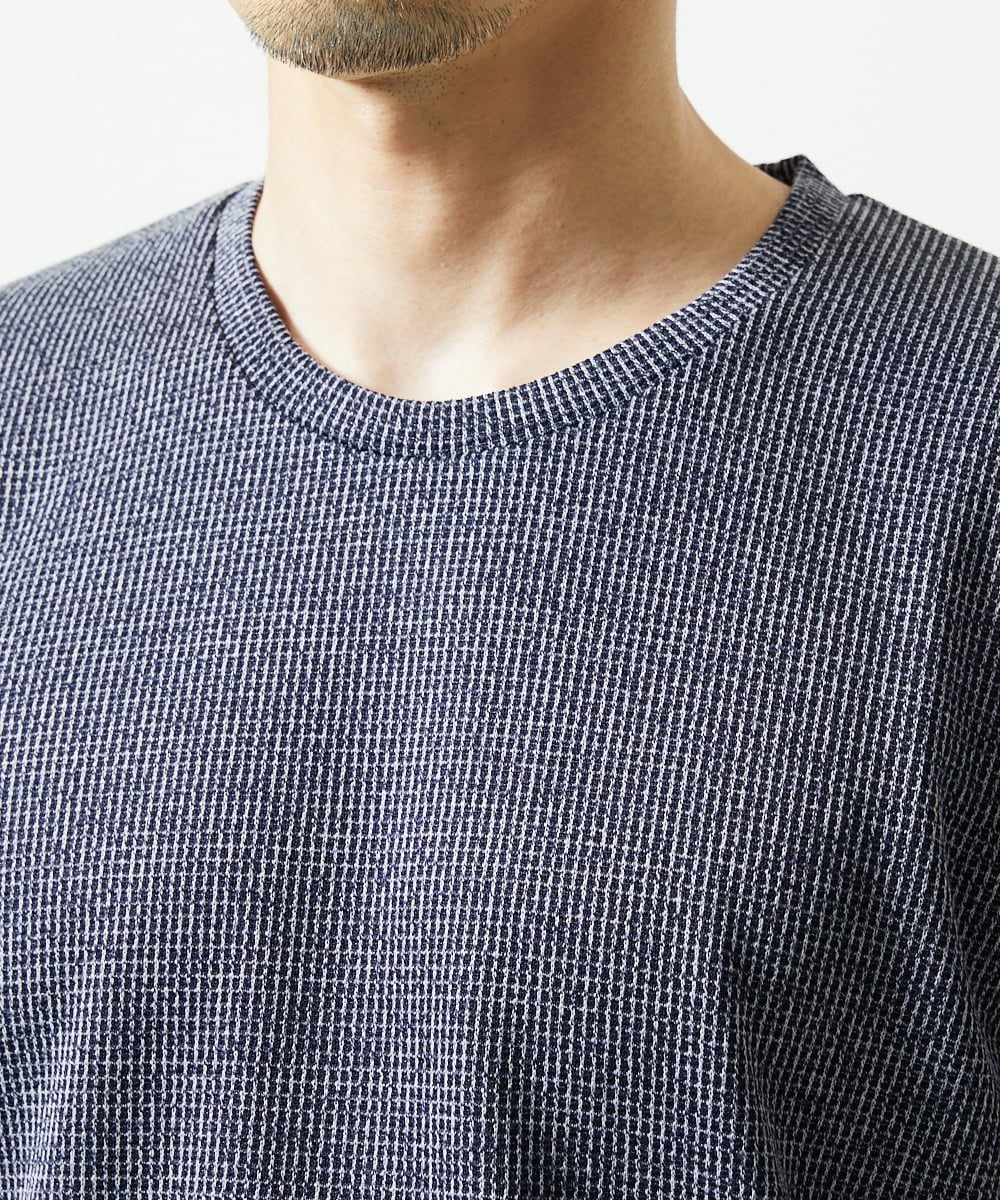 MKKIC18059 MK MICHEL KLEIN HOMME(MKミッシェルクランオム) 【洗える】ワッフルカットソー ネイビー