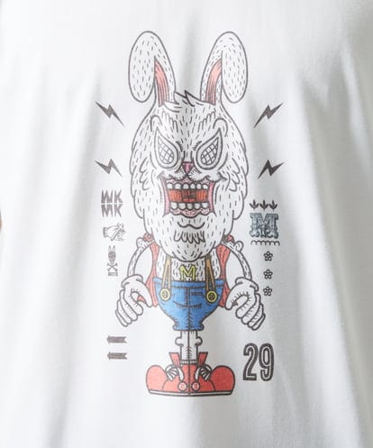 MKKIC25069  【MOT8コラボ・洗える】ウサギプリントＴシャツ