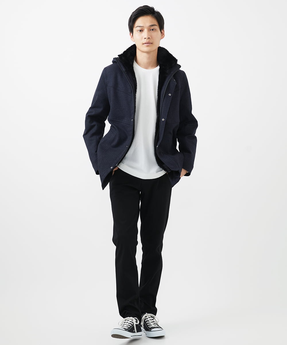MKLAC04090 MK MICHEL KLEIN HOMME(MKミッシェルクランオム) 【色・サイズ残りわずか】ベーシックストレッチパンツ  ブラック
