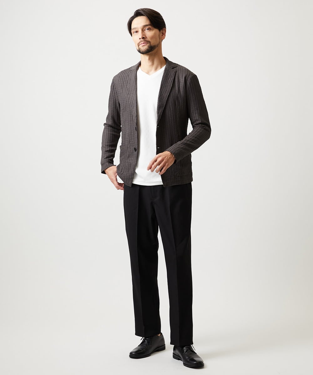 MKLAF14120 MK MICHEL KLEIN HOMME(MKミッシェルクランオム) 【オンオフ兼用】ストレッチワイドスラックス ブラック