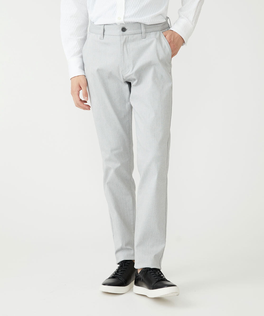MKLAV57120 MK MICHEL KLEIN HOMME(MKミッシェルクランオム) NEWベーシックパンツ / MAGICストレッチヘリンボーン ライトグレー(91)