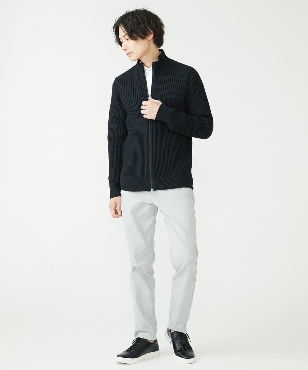 MKLAV57120 MK MICHEL KLEIN HOMME(MKミッシェルクランオム) NEWベーシックパンツ / MAGICストレッチヘリンボーン ライトグレー(91)