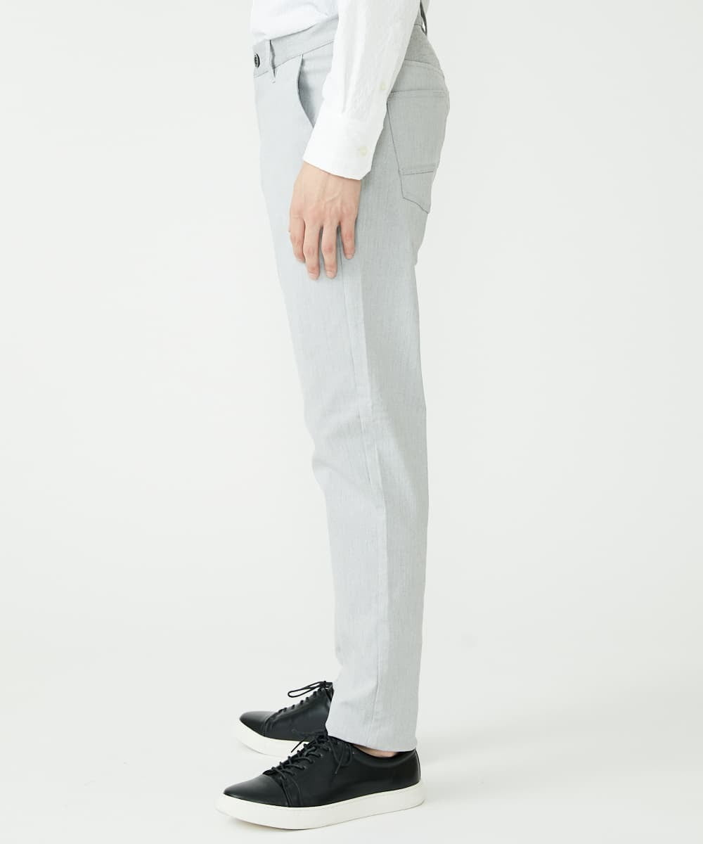 MKLAV57120 MK MICHEL KLEIN HOMME(MKミッシェルクランオム) NEWベーシックパンツ / MAGICストレッチヘリンボーン ライトグレー(91)