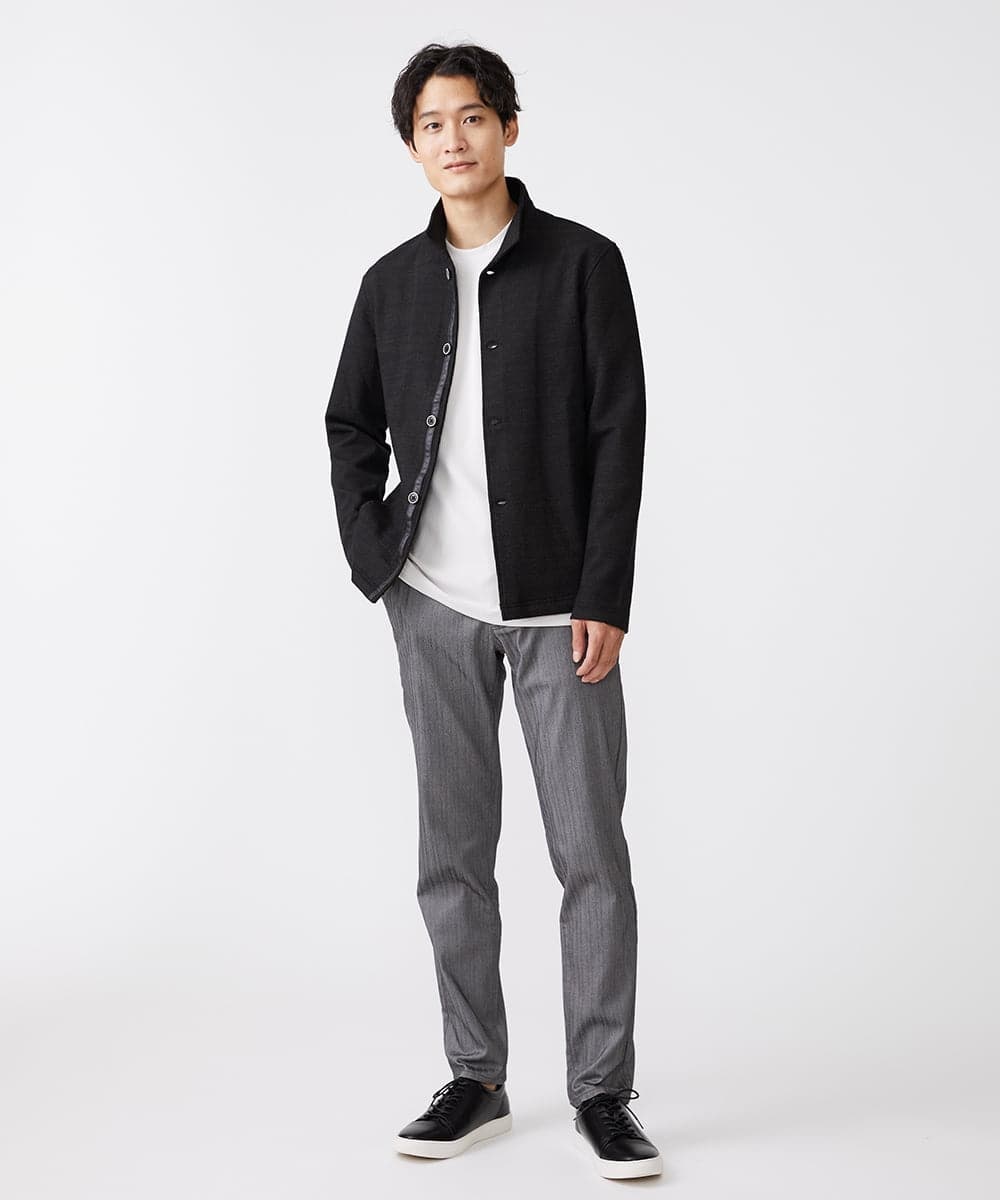 MKLAV57120 MK MICHEL KLEIN HOMME(MKミッシェルクランオム) NEWベーシックパンツ / MAGICストレッチヘリンボーン ダークグレー(93)