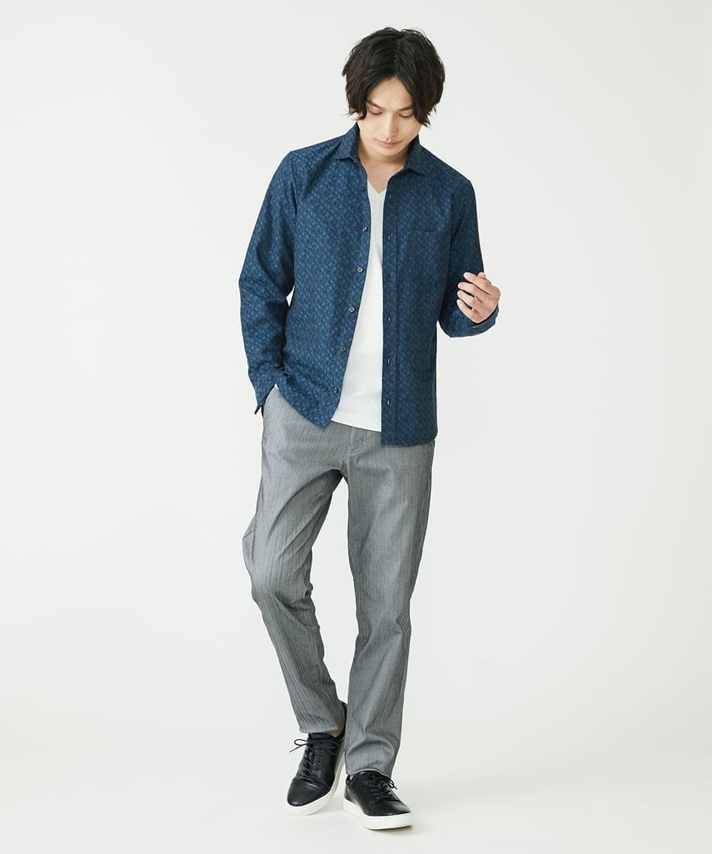 MKLAV57120 MK MICHEL KLEIN HOMME(MKミッシェルクランオム) NEWベーシックパンツ / MAGICストレッチヘリンボーン ダークグレー(93)
