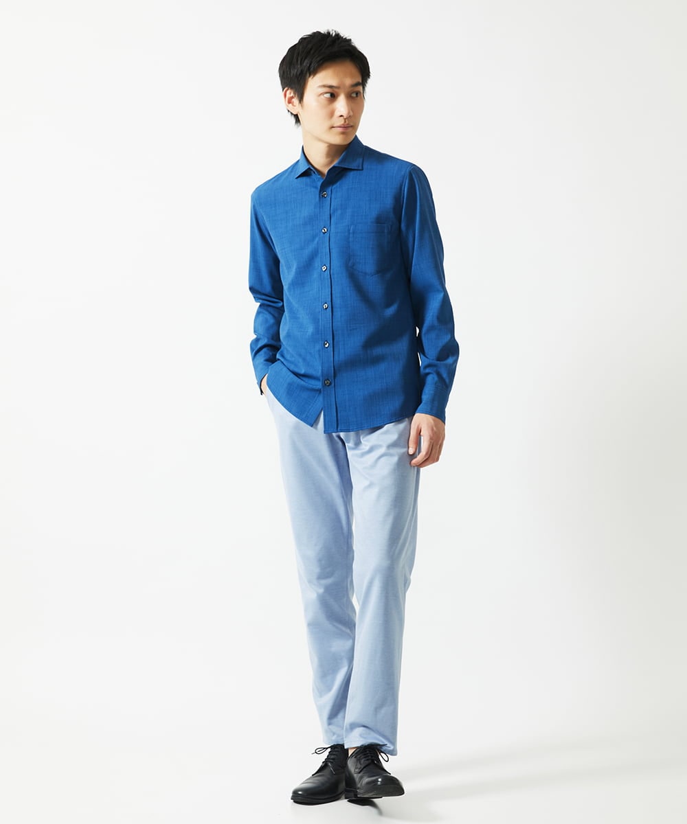 MKLGA51150 MK MICHEL KLEIN HOMME(MKミッシェルクランオム) 【４サイズ／洗える／日本製生地】シルキーモクロディスラックス ブルー