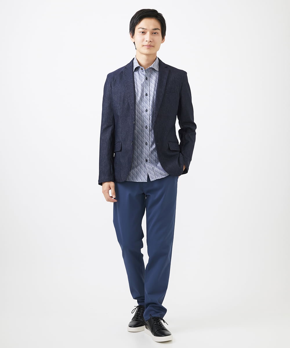 MKLGA56140 MK MICHEL KLEIN HOMME(MKミッシェルクランオム) 【残りわずか/秋春着用可能】RE;NAPES® ピケストレッチパンツ ブルー