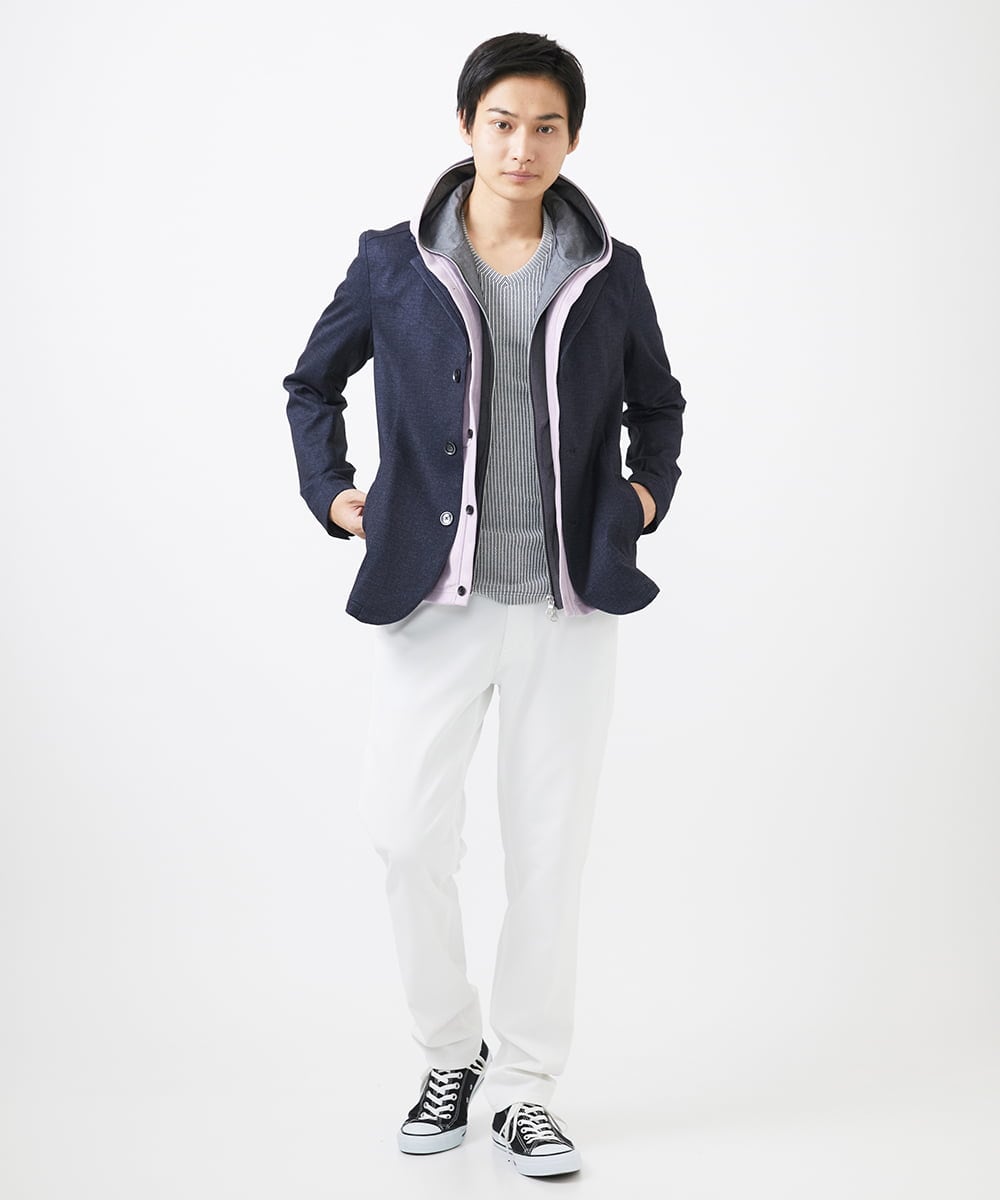 MKLGA56140 MK MICHEL KLEIN HOMME(MKミッシェルクランオム) 【残りわずか/秋春着用可能】RE;NAPES® ピケストレッチパンツ ブルー