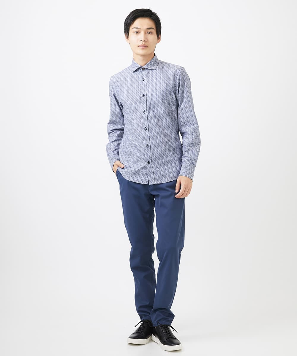 MKLGA56140 MK MICHEL KLEIN HOMME(MKミッシェルクランオム) 【残りわずか/秋春着用可能】RE;NAPES® ピケストレッチパンツ ブルー