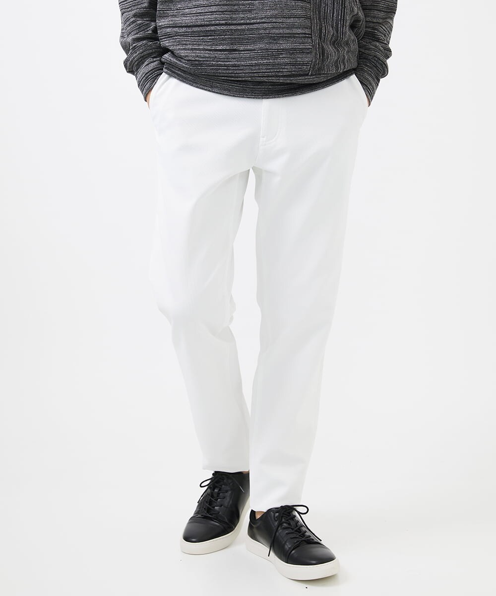 MKLGA56140 MK MICHEL KLEIN HOMME(MKミッシェルクランオム) 【残りわずか/秋春着用可能】RE;NAPES® ピケストレッチパンツ ホワイト