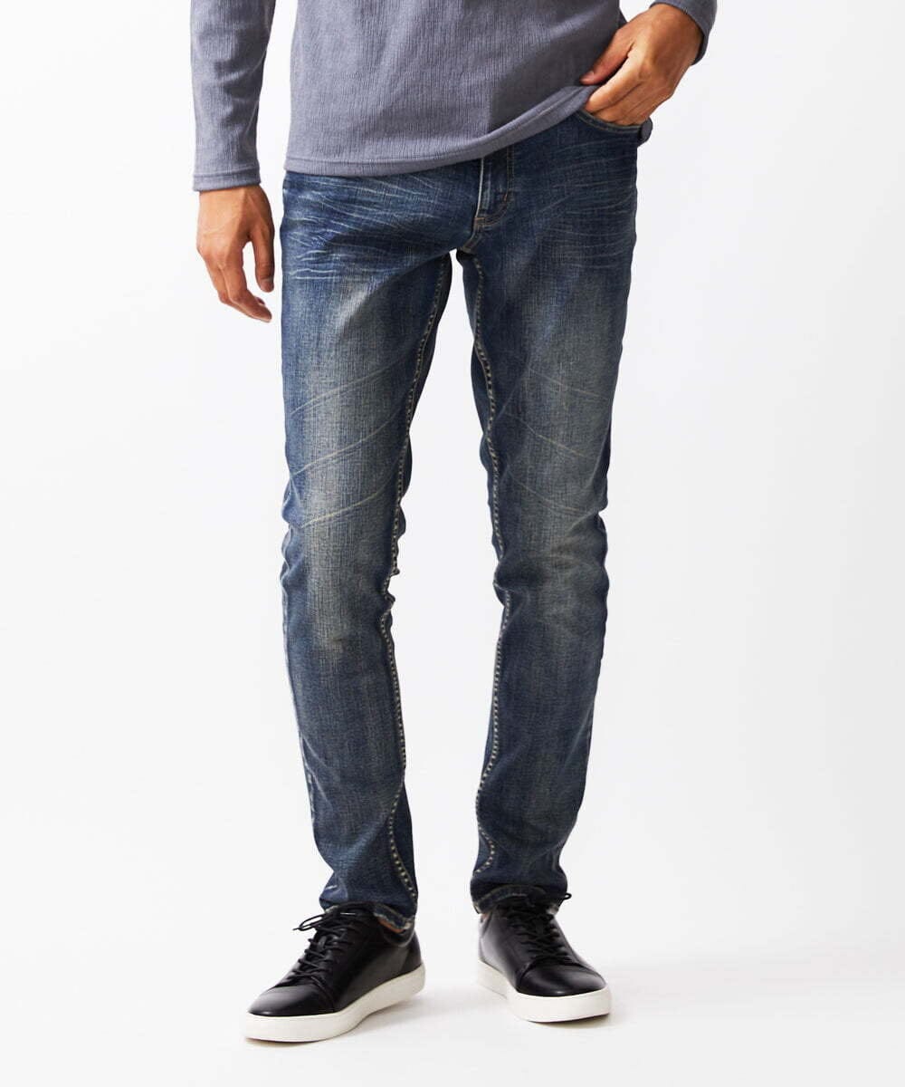 MKLGC12130 MK MICHEL KLEIN HOMME(MKミッシェルクランオム) 【ストレッチ】ベーシックデニムパンツ ネイビー