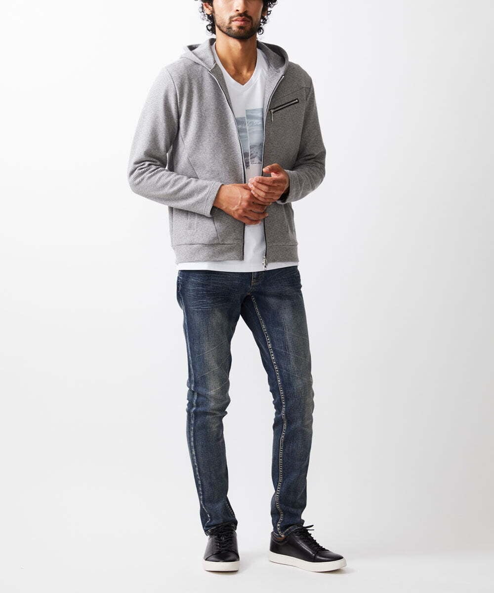 MKLGC12130 MK MICHEL KLEIN HOMME(MKミッシェルクランオム) 【ストレッチ】ベーシックデニムパンツ ネイビー