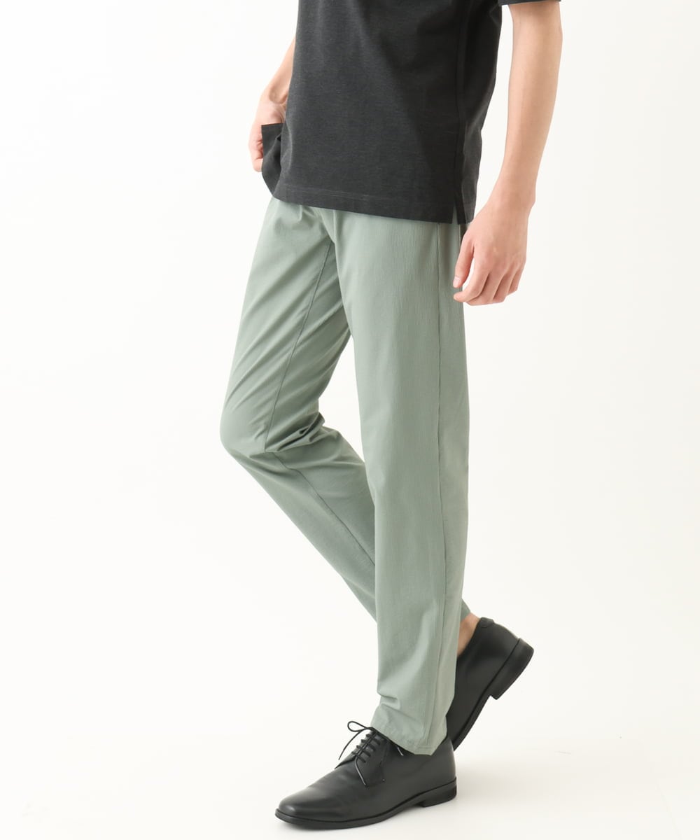 MKLHC01090 MK MICHEL KLEIN HOMME(MKミッシェルクランオム) 【洗える / ストレッチ素材】サッカーストライプパンツ カーキ