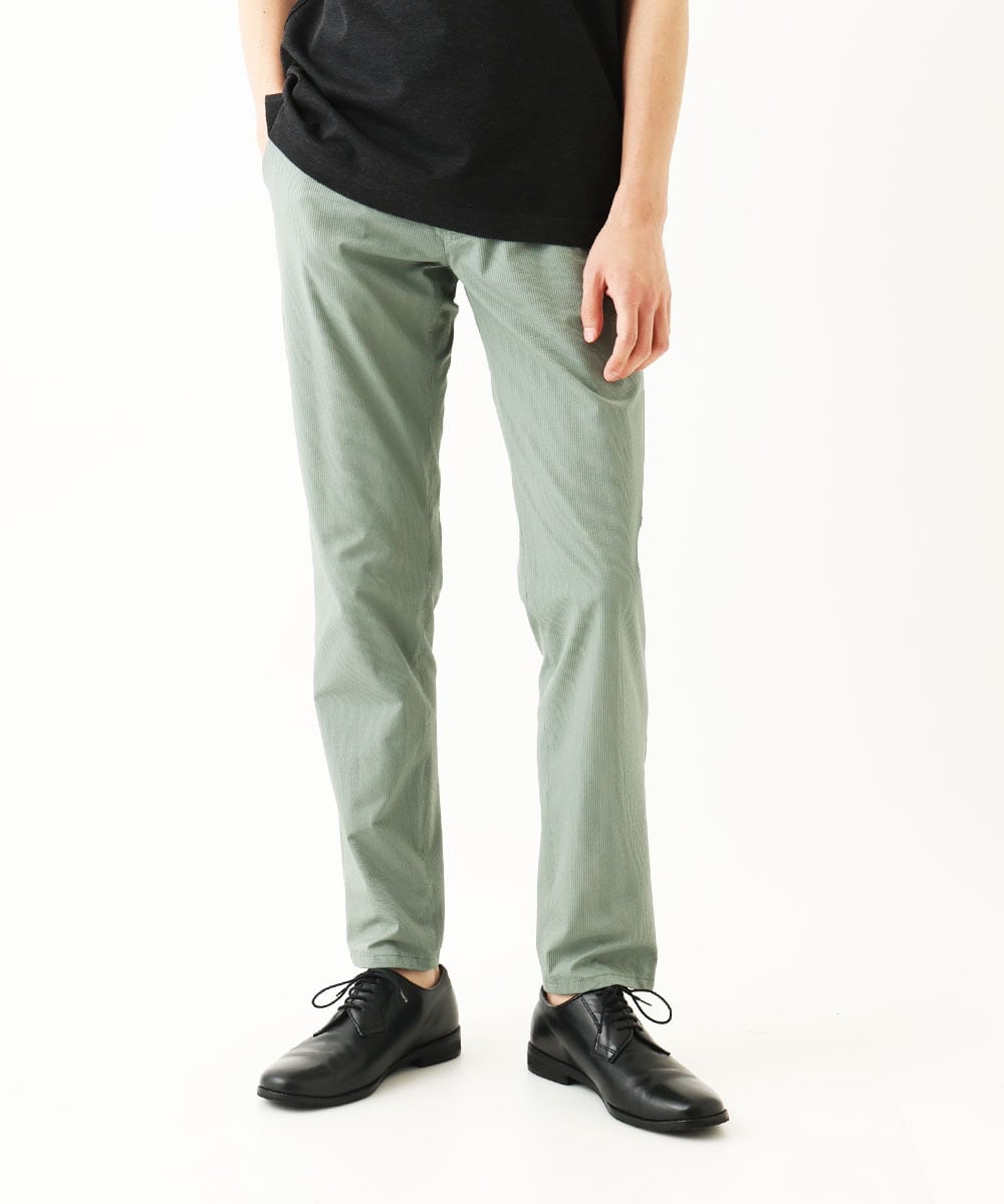 MKLHC01090 MK MICHEL KLEIN HOMME(MKミッシェルクランオム) 【洗える / ストレッチ素材】サッカーストライプパンツ カーキ