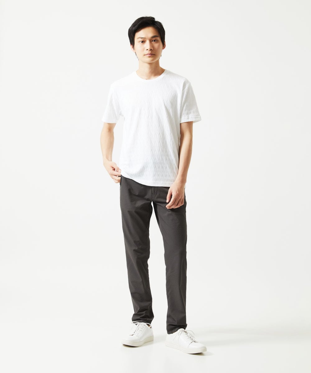 MKLHC01090 MK MICHEL KLEIN HOMME(MKミッシェルクランオム) 【洗える / ストレッチ素材】サッカーストライプパンツ ダークグレー