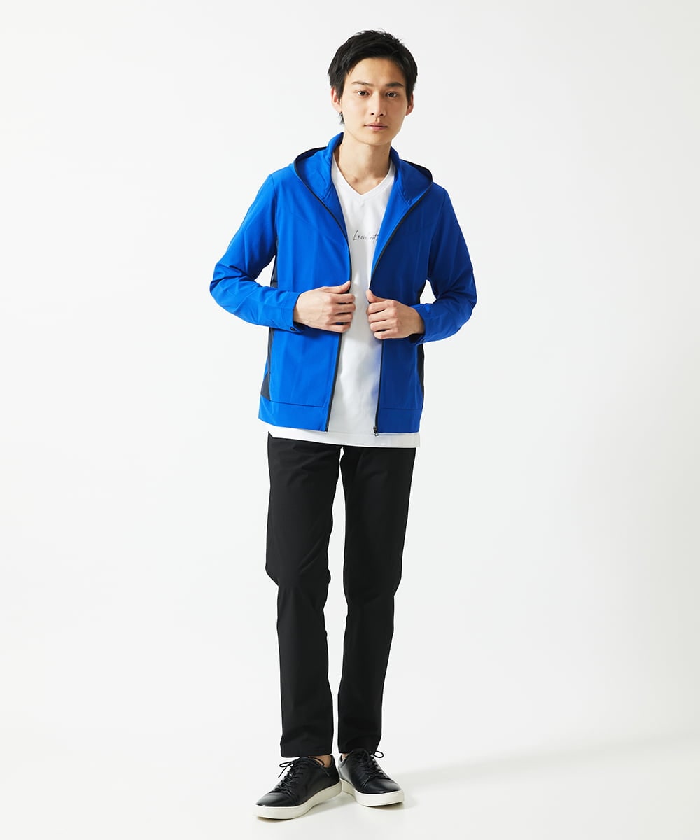 MKLHC01090 MK MICHEL KLEIN HOMME(MKミッシェルクランオム) 【洗える / ストレッチ素材】サッカーストライプパンツ ブラック