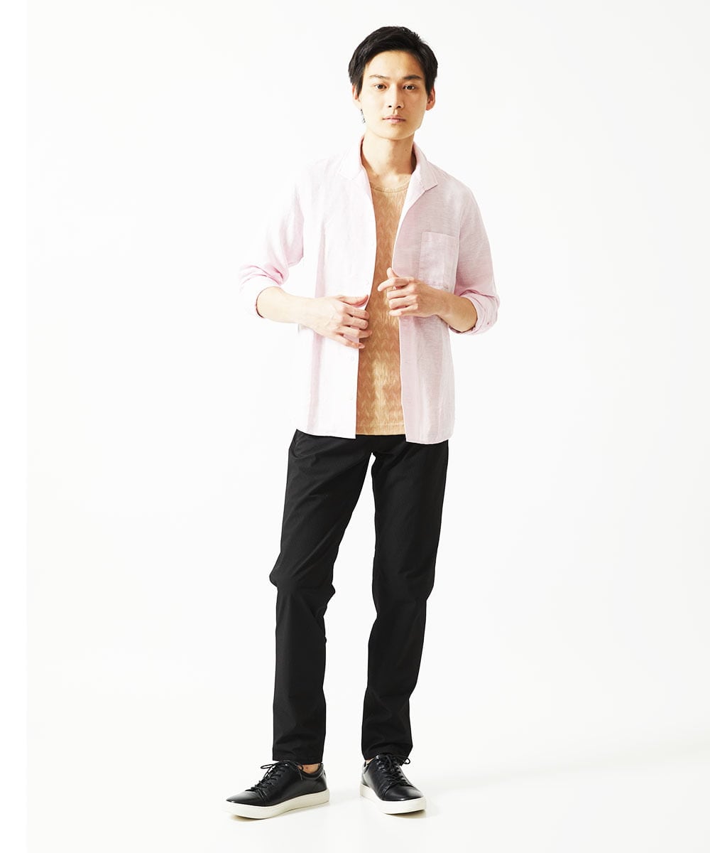 MKLHC01090 MK MICHEL KLEIN HOMME(MKミッシェルクランオム) 【洗える / ストレッチ素材】サッカーストライプパンツ ブラック