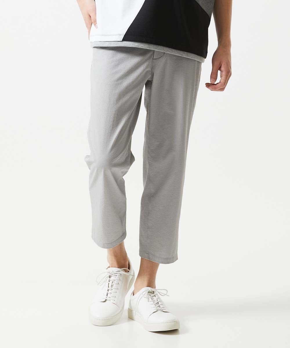 MKLHC08090 MK MICHEL KLEIN HOMME(MKミッシェルクランオム) 【洗える / クロップド丈】サッカーストライプ パンツ グレー