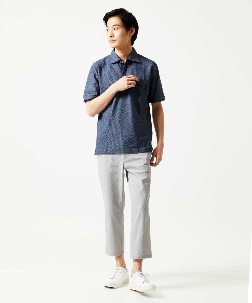 MKLHC08090 MK MICHEL KLEIN HOMME(MKミッシェルクランオム) 【洗える / クロップド丈】サッカーストライプ パンツ グレー