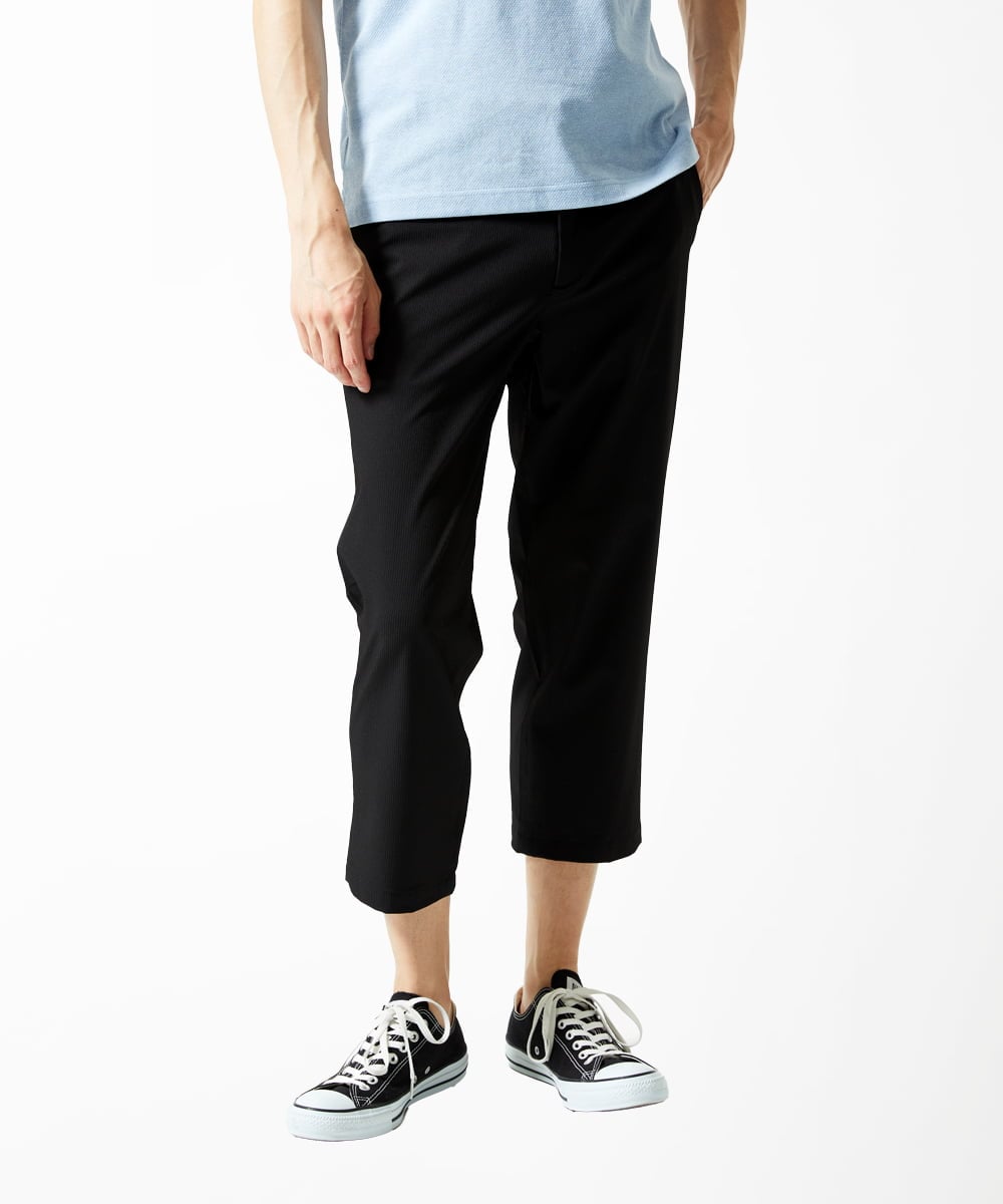 MKLHC08090 MK MICHEL KLEIN HOMME(MKミッシェルクランオム) 【洗える / クロップド丈】サッカーストライプ パンツ ブラック