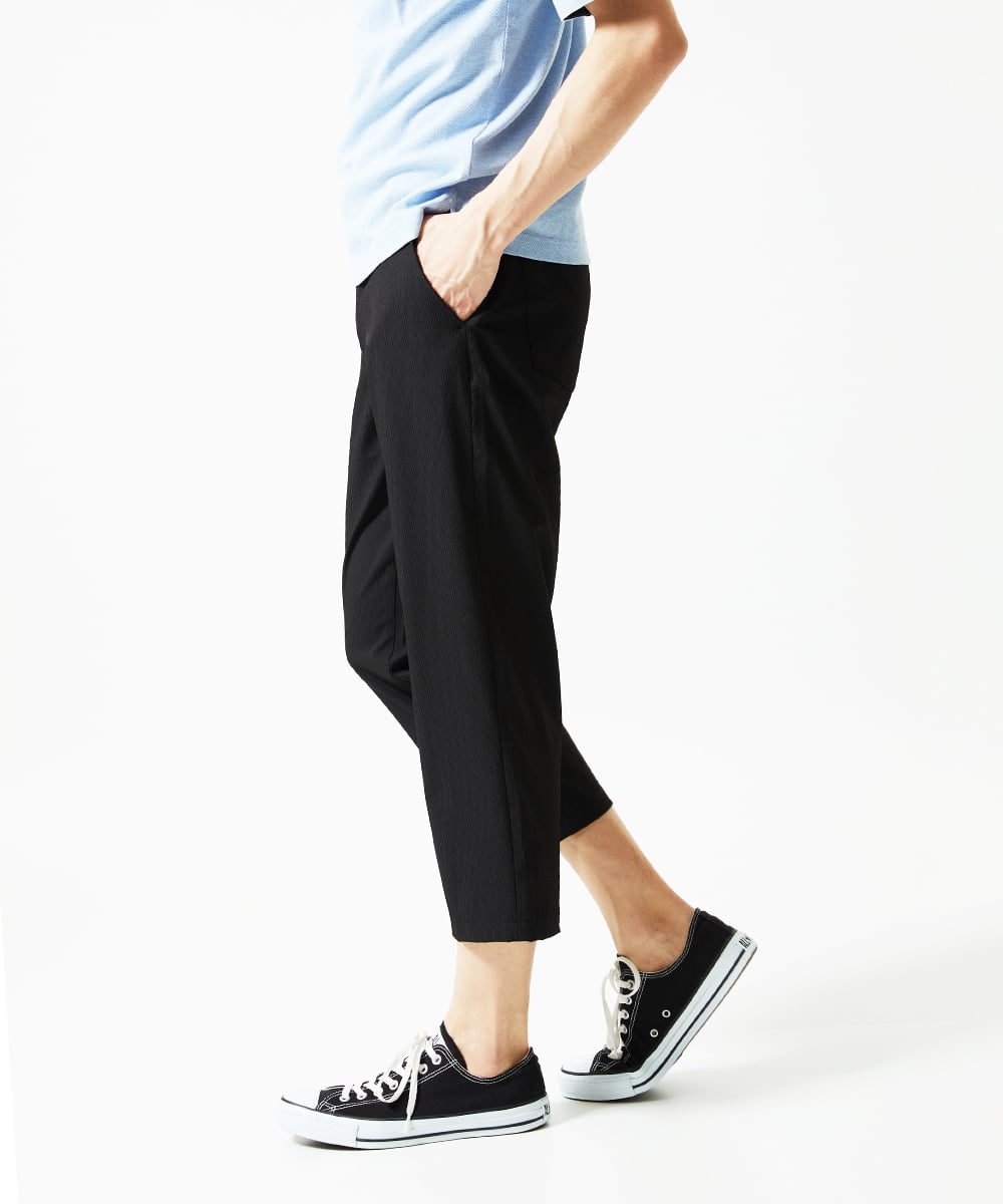 MKLHC08090 MK MICHEL KLEIN HOMME(MKミッシェルクランオム) 【洗える / クロップド丈】サッカーストライプ パンツ ブラック