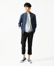 MKLHC08090 MK MICHEL KLEIN HOMME(MKミッシェルクランオム) 【洗える / クロップド丈】サッカーストライプ パンツ ブラック