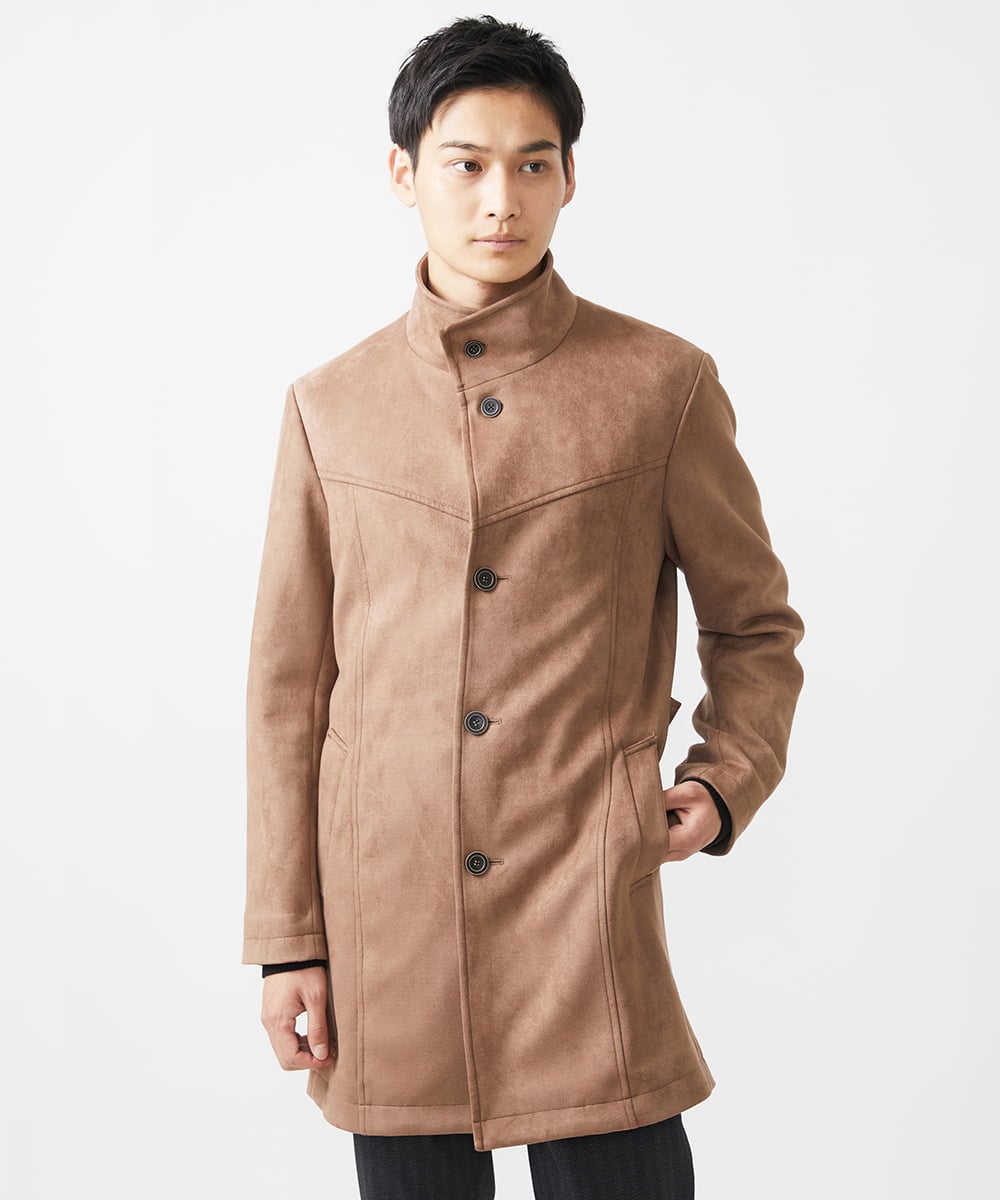 MKUAA52272 MK MICHEL KLEIN HOMME(MKミッシェルクランオム) 【残りわずか／洗える】ポンチスエード スタンドコート ベージュ