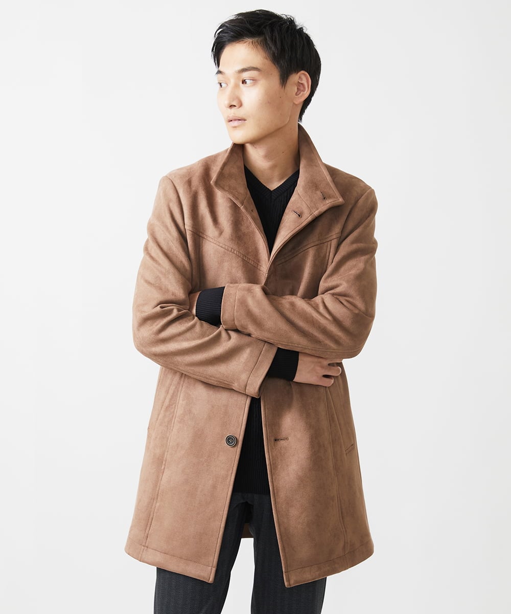 MKUAA52272 MK MICHEL KLEIN HOMME(MKミッシェルクランオム) 【残りわずか／洗える】ポンチスエード スタンドコート ベージュ
