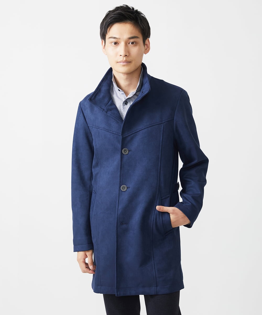 MKUAA52272 MK MICHEL KLEIN HOMME(MKミッシェルクランオム) 【残りわずか／洗える】ポンチスエード スタンドコート ベージュ