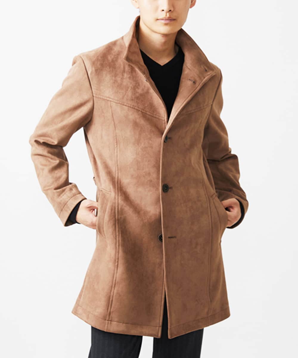 MKUAA52272 MK MICHEL KLEIN HOMME(MKミッシェルクランオム) 【残りわずか／洗える】ポンチスエード スタンドコート ベージュ