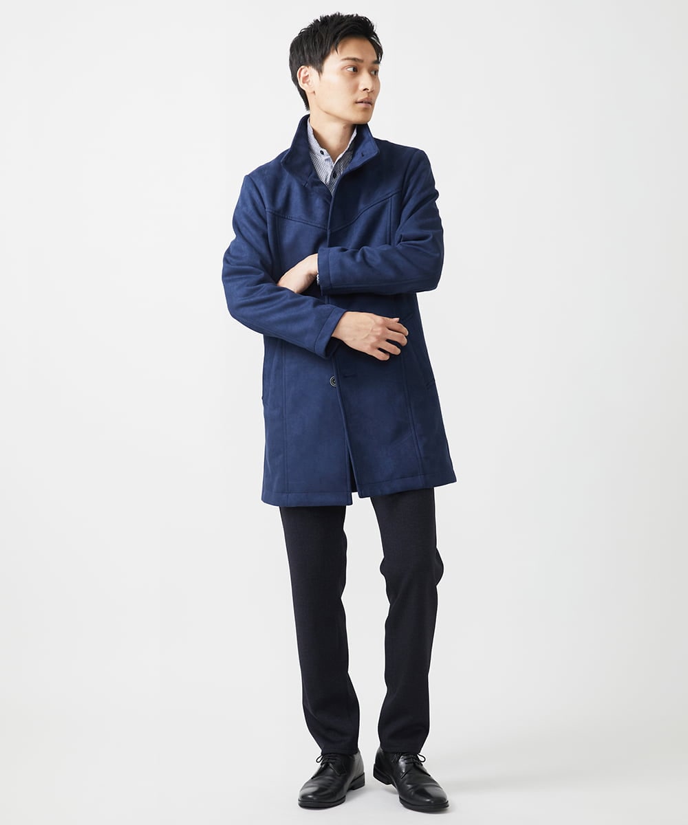 MKUAA52272 MK MICHEL KLEIN HOMME(MKミッシェルクランオム) 【残りわずか／洗える】ポンチスエード スタンドコート ベージュ