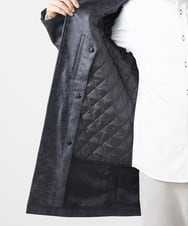MKUAA61363 MK MICHEL KLEIN HOMME(MKミッシェルクランオム) 【Sサイズのみ！/在庫限り/キルトライナー付き】スタンドコート/TECレザージャージ ブラック